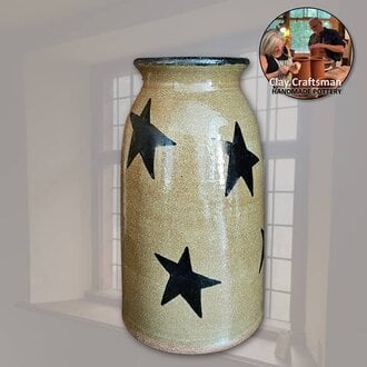 Stars Brown Clay Pottery Canning Crock - Large