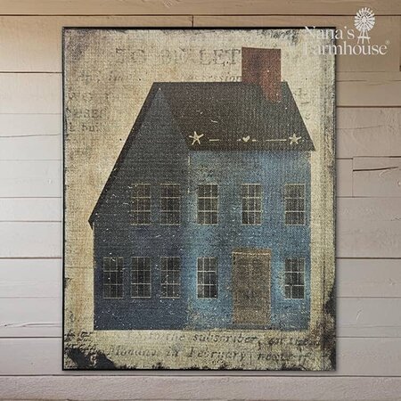 Blue Saltbox House on Canvas