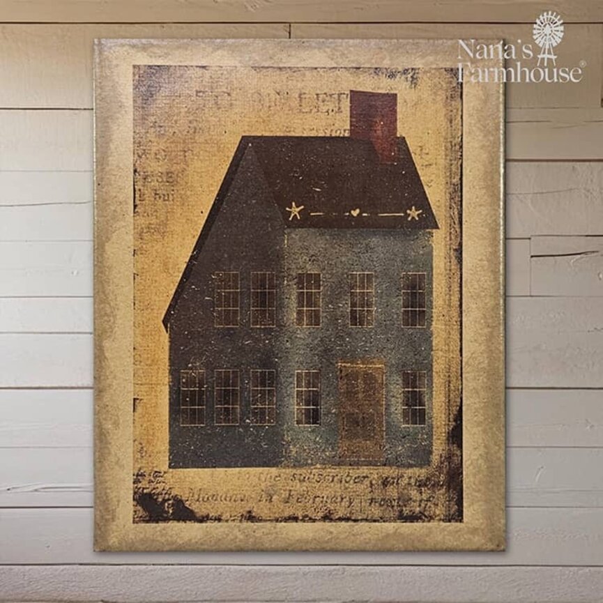 Saltbox Blue House Canvas Print - 8" x 10"