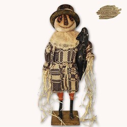 Rowland the Gentleman Scarecrow in Chocolate Coverlet Robe - 32"