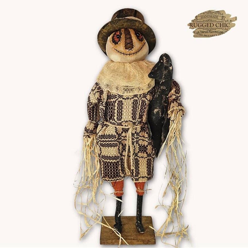 Rowland the Gentleman Scarecrow in Chocolate Coverlet Robe - 32"
