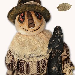 Rowland the Gentleman Scarecrow in Chocolate Coverlet Robe - 32"