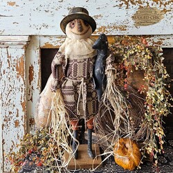 Rowland the Gentleman Scarecrow in Chocolate Coverlet Robe - 32"