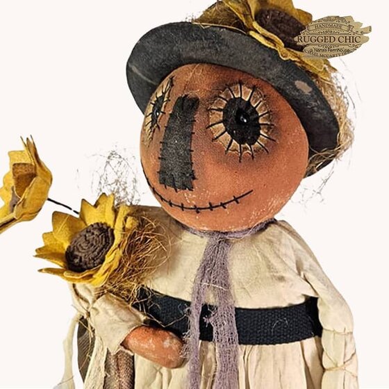 Pumpkin Girl with Sunflowers & Hat - 31"