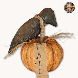 Crow On Fall Pumpkin - 10" x 19"