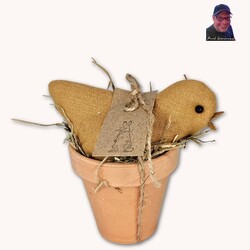 Chick In Clay Flower Pot - 6"