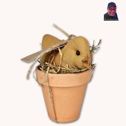 Chick In Clay Flower Pot - 6"