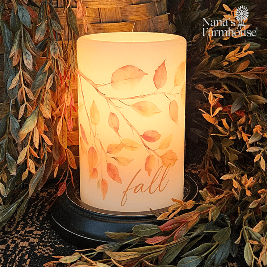 Autumn Leaves Branch Candle Sleeve - Vanilla