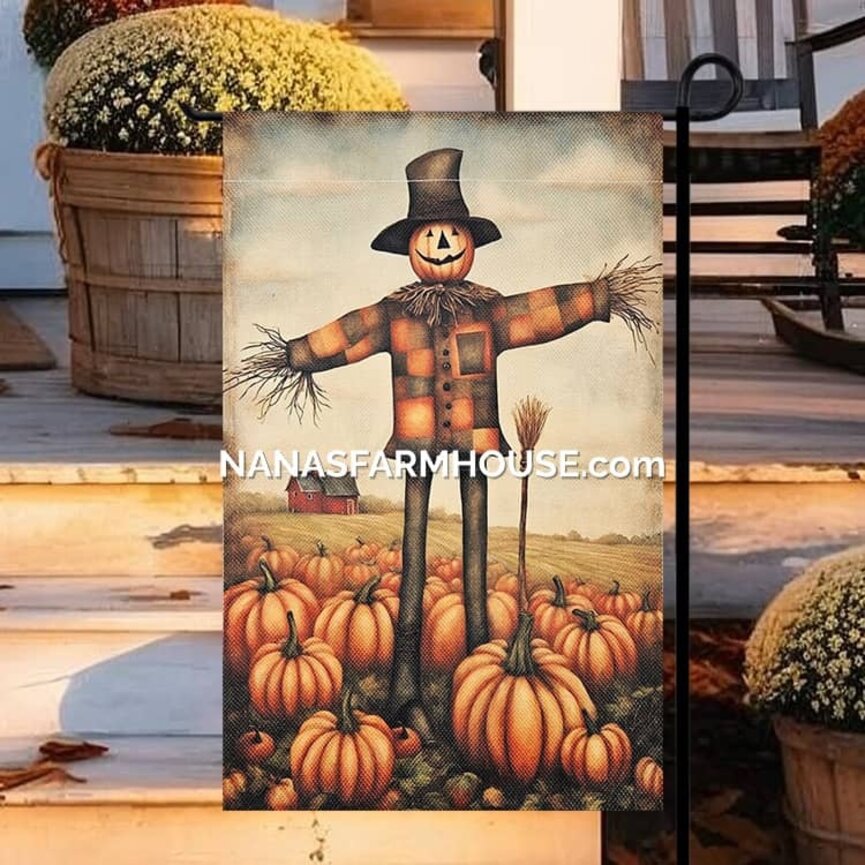 Scarecrow Garden Flag Broom House Double Sided Garden Flag - 17.25" x 12.5"