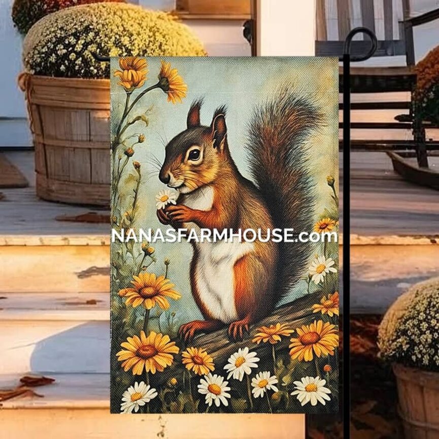 Summer Squirrel Garden Flag Double Sided - 17.25" x 12.5"