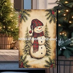 Snowman In Pines Garden Flag - 17.25" x 12.5"