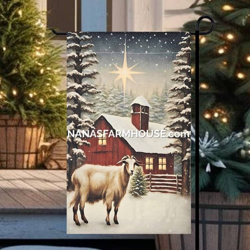 Winter Red Barn Garden Flag - 17.25"