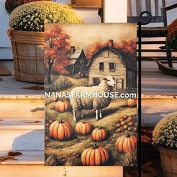 Fall Sheep & Pumpkins Double Sided Garden Flag - 17.25" x 12.5"