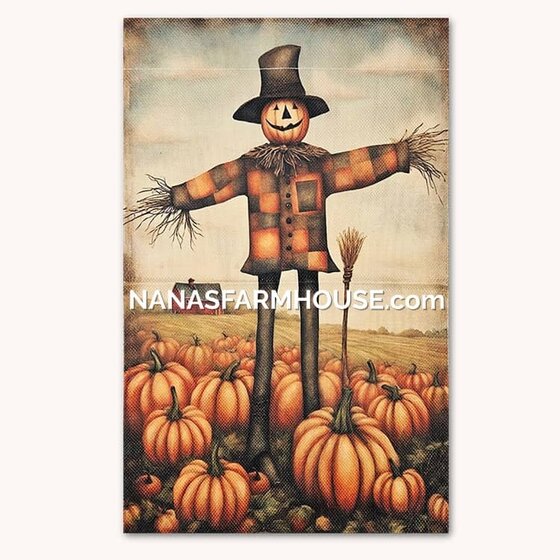 Scarecrow Garden Flag with Broom House Double Sided - 17.25"
