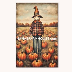 Scarecrow with White Face & Pumpkins Double Sided Garden Flag - 17.25" x 12.5"