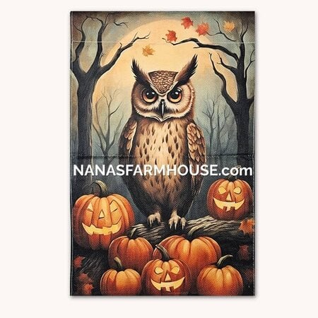 Halloween Owl Garden Flag Double Sided -17.25"