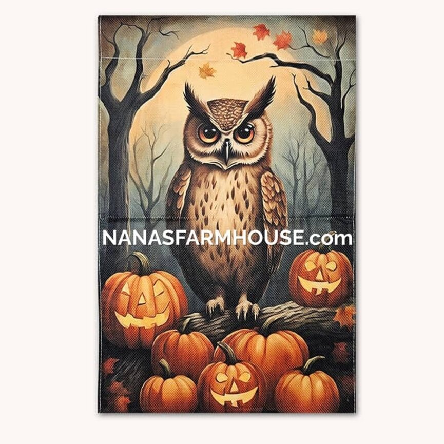 Halloween Owl Garden Flag Double Sided - 17.25" x 12.5"