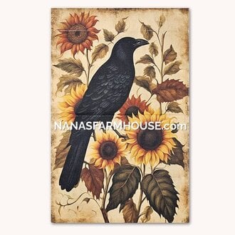 Sunflower Crow Garden Flag Double Sided - 17.25"