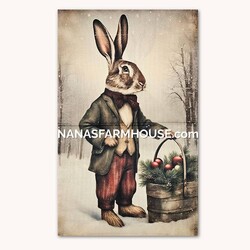 Standing Rabbit with Ornaments Garden Flag - 17.25"