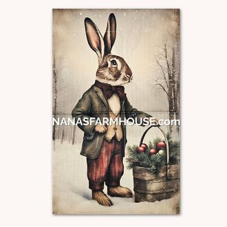 Standing Rabbit with Ornaments Garden Flag