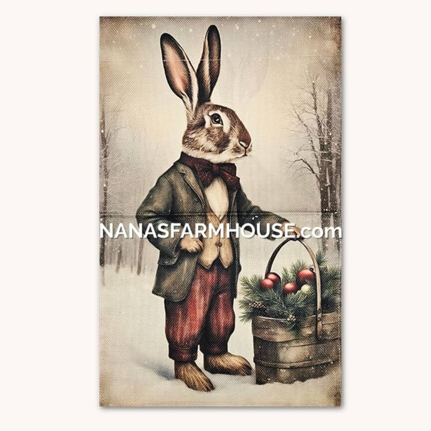 Standing Rabbit with Ornaments Garden Flag - 17.25"