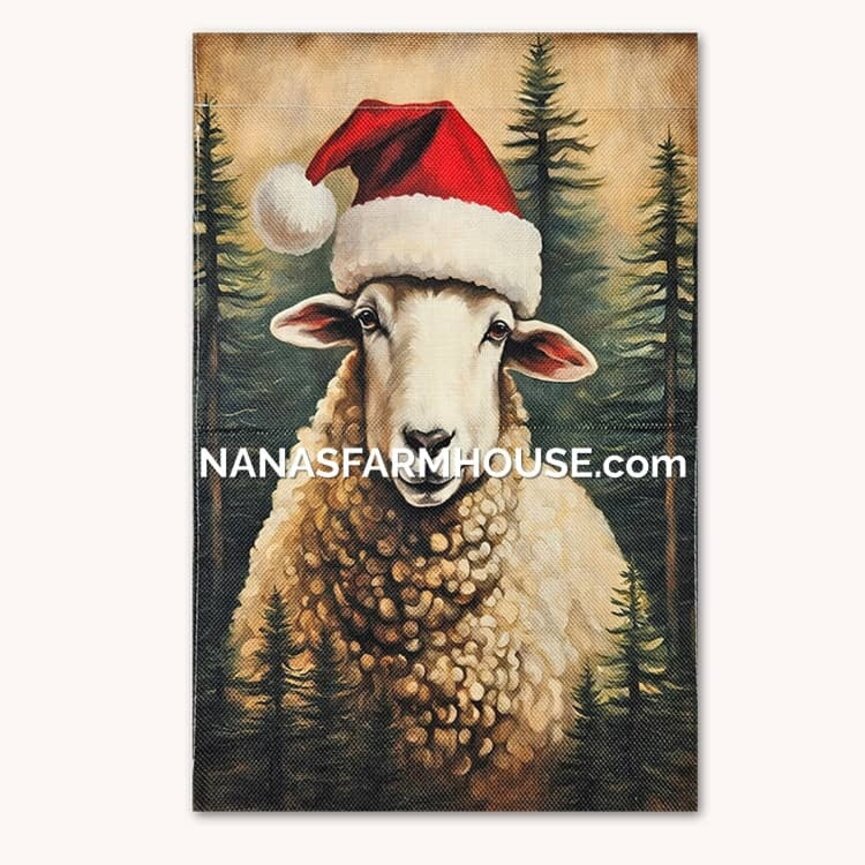 Santa Hat Sheep Double Sided Garden Flag - 17.25"