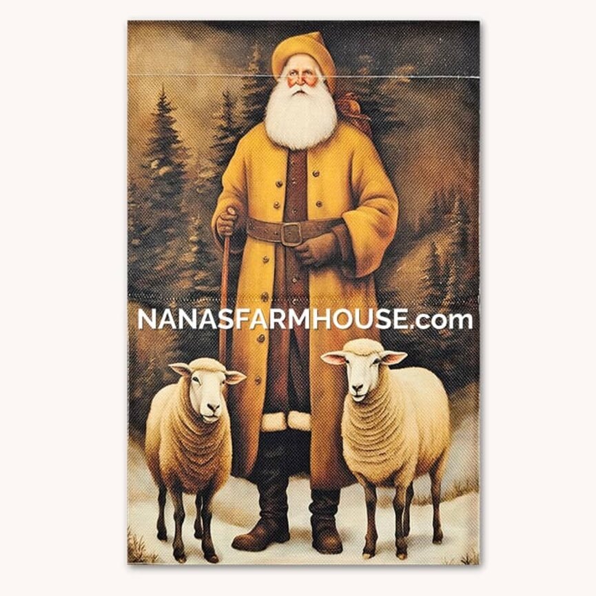 Primitive Shepherd Santa Garden Flag - 17.25"