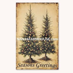 Seasons Greetings with Trees Double Sided Garden Flag - 17.25" x 12.5"