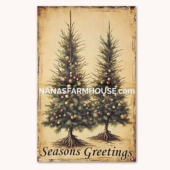 Seasons Greetings with Trees Garden Flag - 17.25"