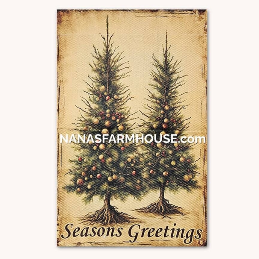 Seasons Greetings with Trees Double Sided Garden Flag - 17.25" x 12.5"