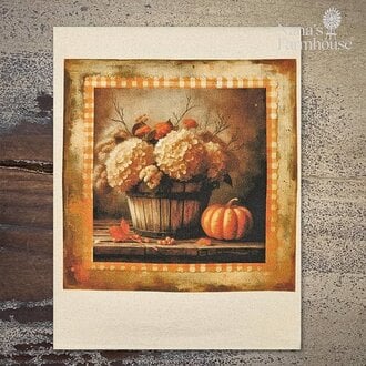 Hydranga & Pumpkins In Barrel Flour Sack Towel