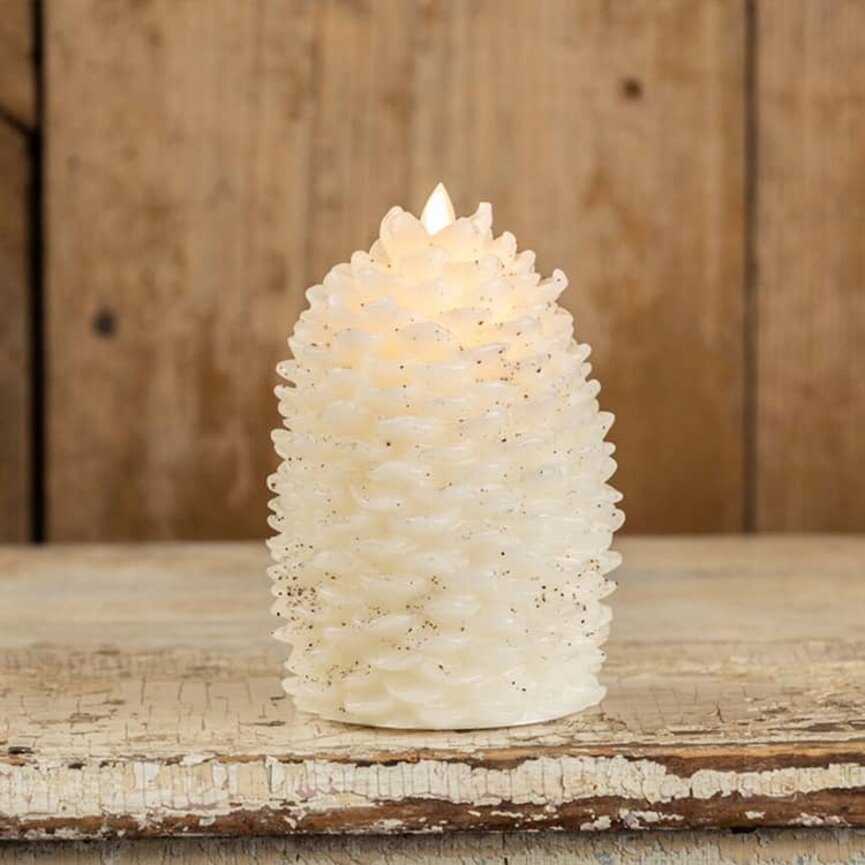 Moving Flame Cream Pinecone Candle - 6" x 3.5"