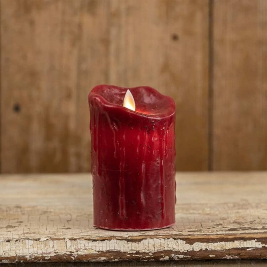 Moving Flame Red Pillar Candle - 5" x 3.25"