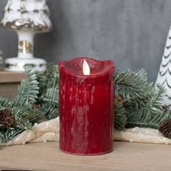 Moving Flame Red Pillar Candle - 5" x 3.25"