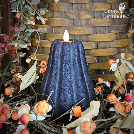 Black Pumpkin Moving Flame LED Candle - 4.7"
