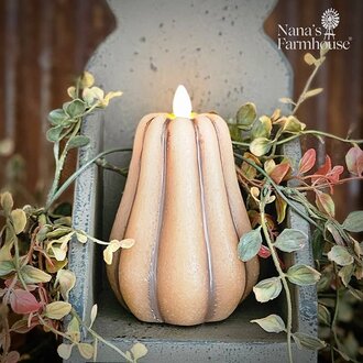 Brown Pumpkin Moving Flame LED Pillar Candle - 4.7"
