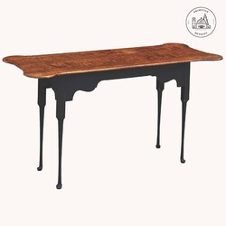 Porringer Sofa Table with Tiger Maple Top & Black Rubbed Legs