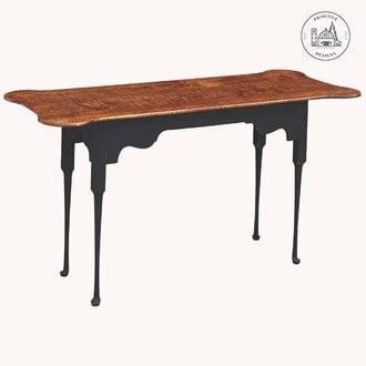 Porringer Sofa Table with Tiger Maple Top & Black Rubbed Legs