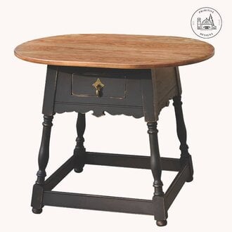 Tavern Table with Tiger Maple Top & Black Rubbed Legs