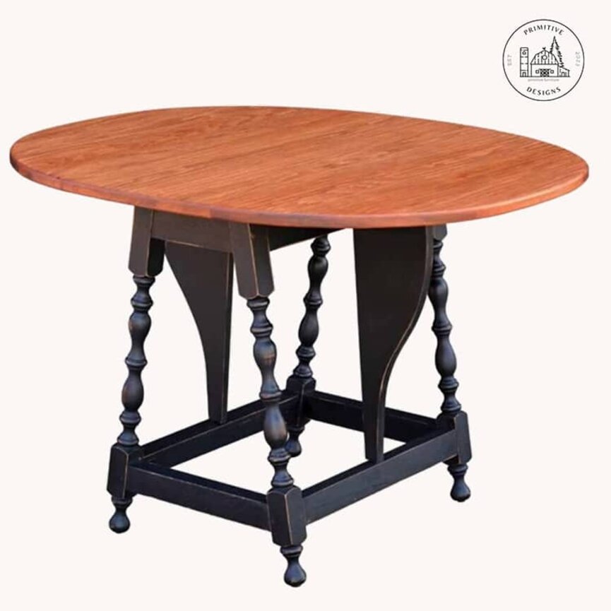 Butterfly Table with Pine Top & Black Rubbed Legs