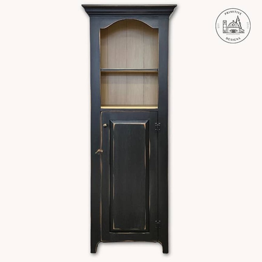 Archbold Cupboard Black with Linen White Interior - 73" X 23" X 12"