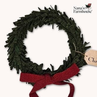 Gallaway Girl Wool Felt Wreath Seeded Strawberry Bow