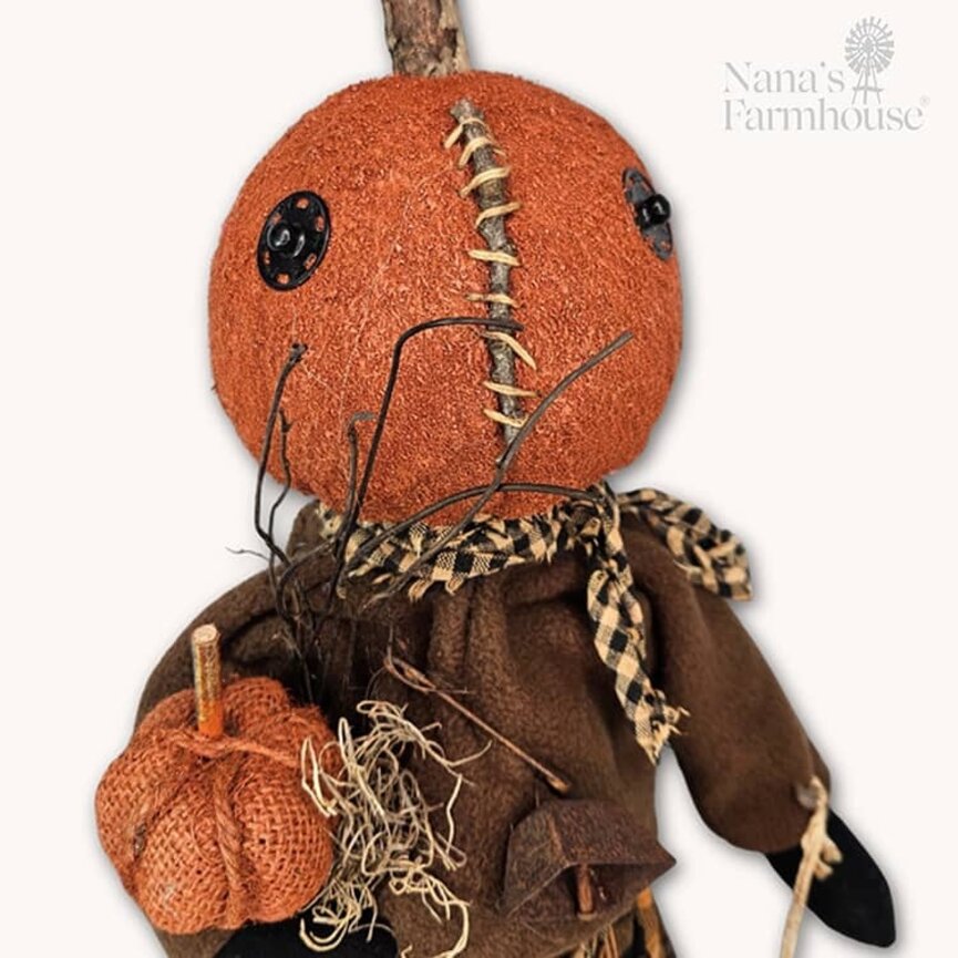 Jill Pumpkin Girl with Pumpkin & Fall Plaid Skirt - 17"