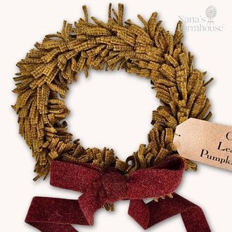 Colonial Mustard Wool Felt Wreath with Cranberry Relish Bow