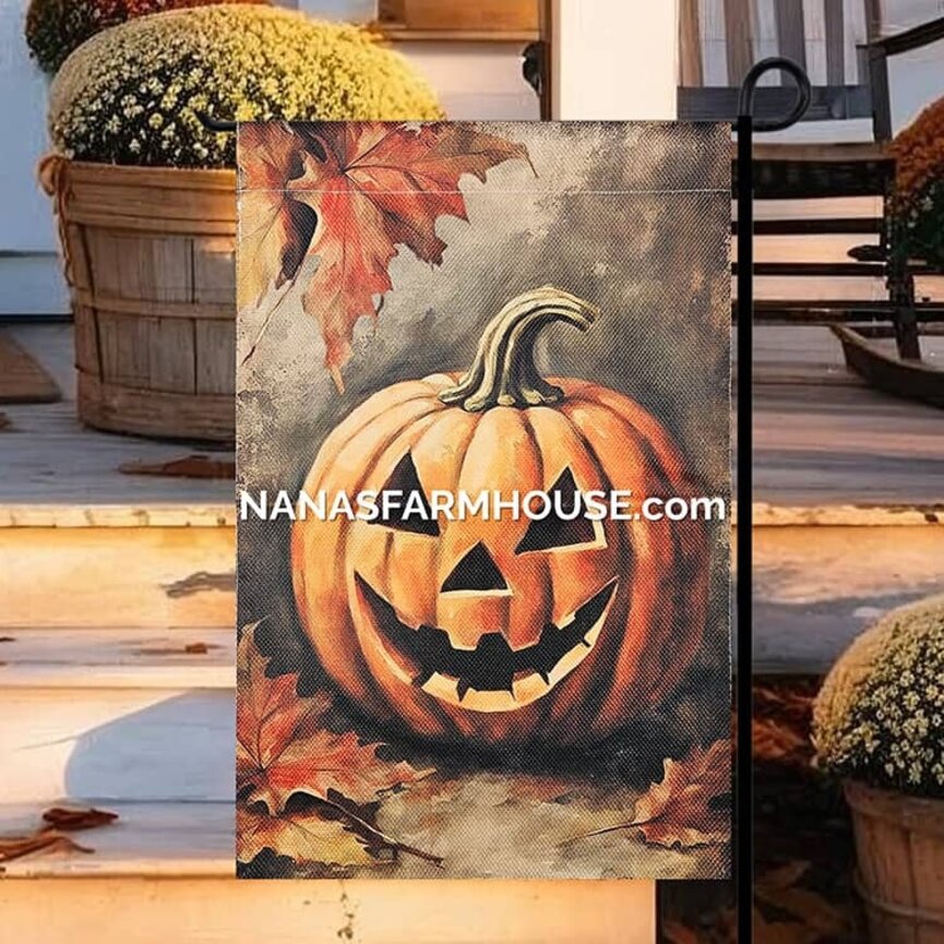 Primitive Jack O Lantern Garden Flag - 17.25" x 12.5"
