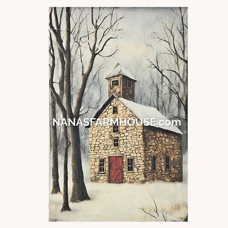 Stone School House Garden Flag - 17.25"