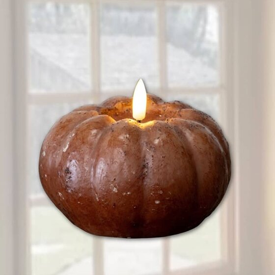 Bronze 3D Flame Short Pumpkin Candle - 3.5"