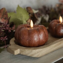 Bronze 3D Flame Short Pumpkin Candle - 3.5" x 4.75"