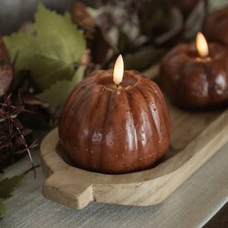Bronze 3D Flame Short Pumpkin Candle - 4" x 4.5"