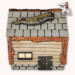 Hand Carved Whaler House - 6.5" T x 6.5" W x 4.25" D